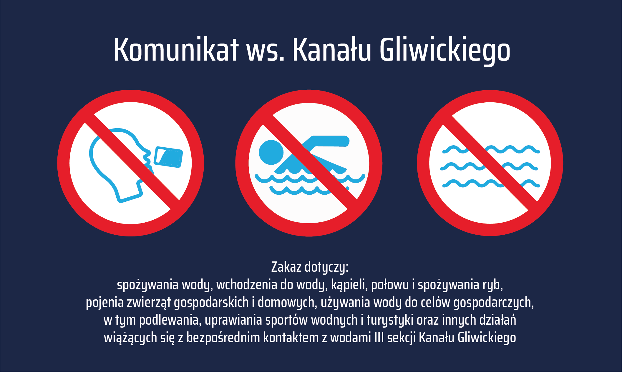 Komunikat w sprawie zakazu korzystania z wód Kanału Gliwickiego
