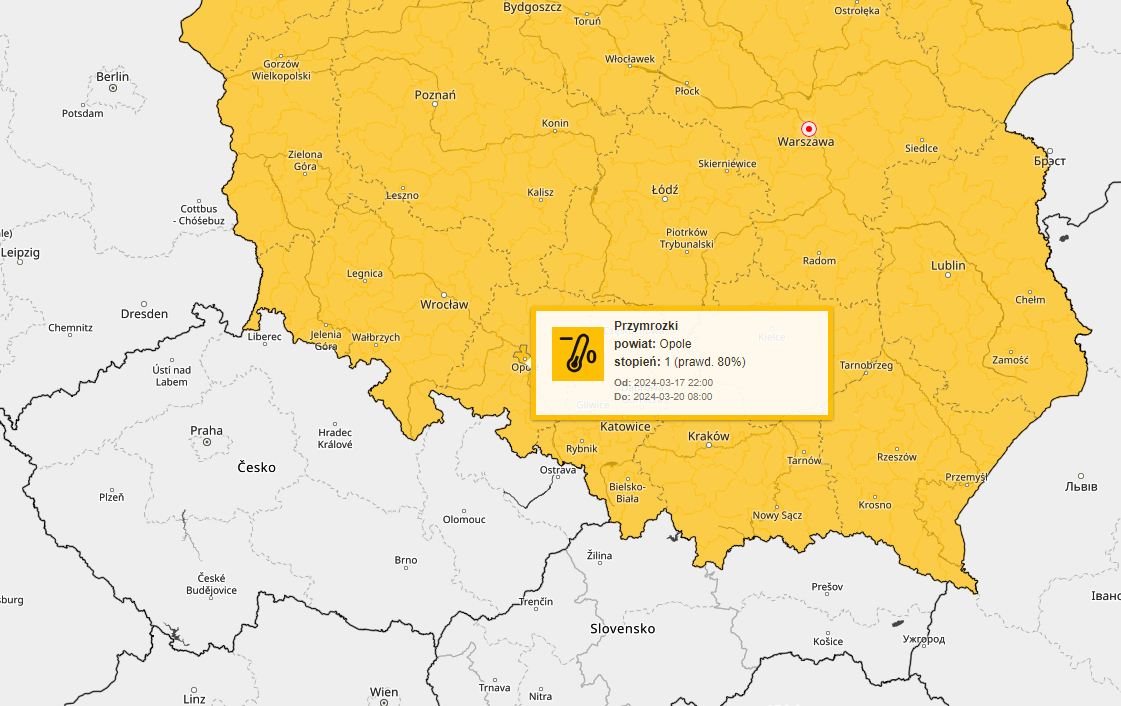 Ostrzeżenia meteorologiczne – przymrozki